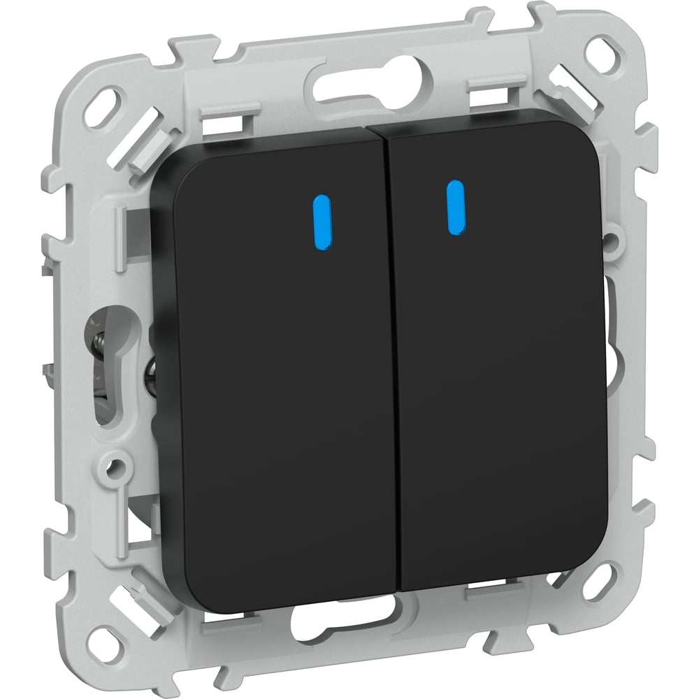 Изображение товара Выключатель IEK FLITE 2-клавишный с индикацией черный, IP20, 10А