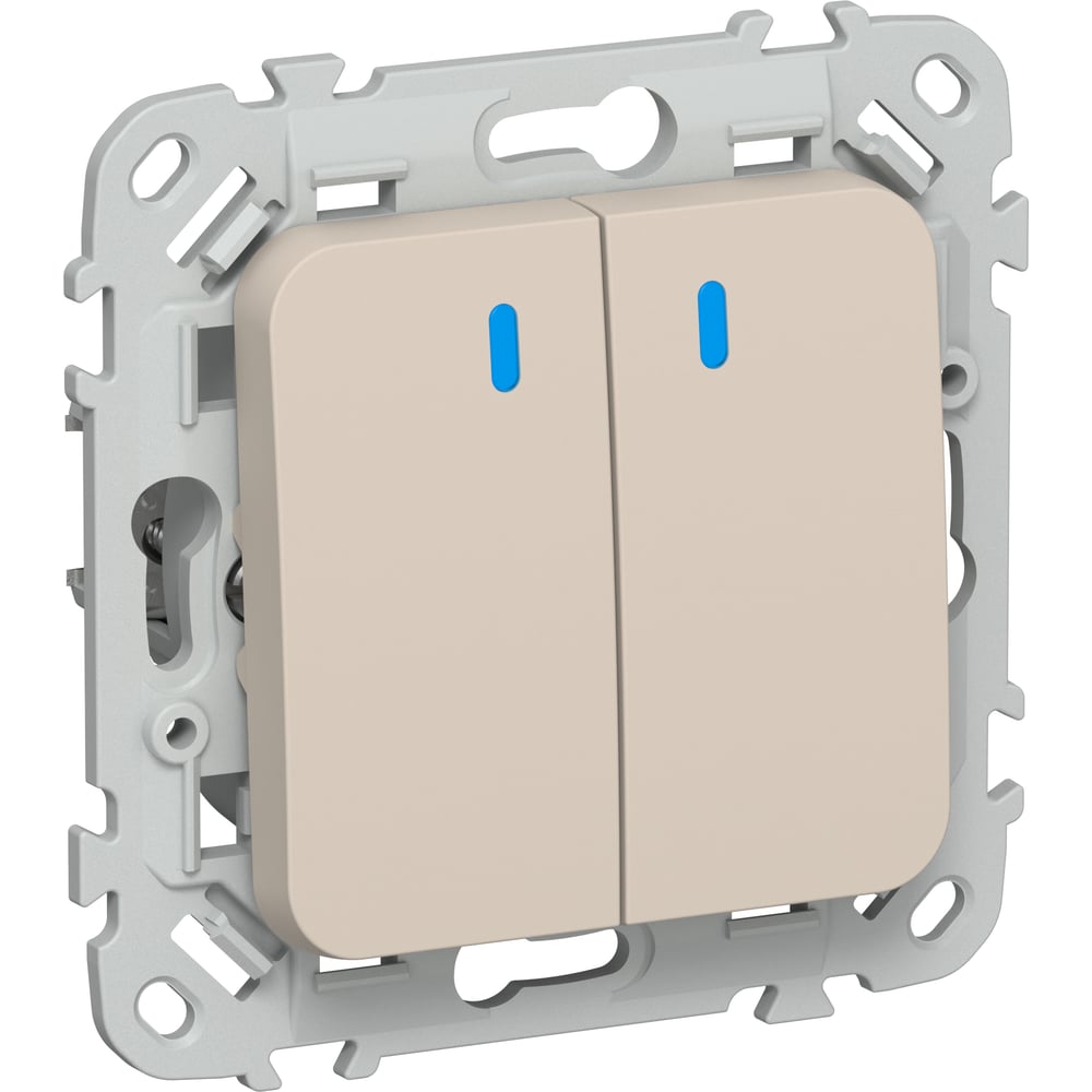 Изображение товара Выключатель IEK FLITE 2-клавишный с индикацией 10А латунной RG