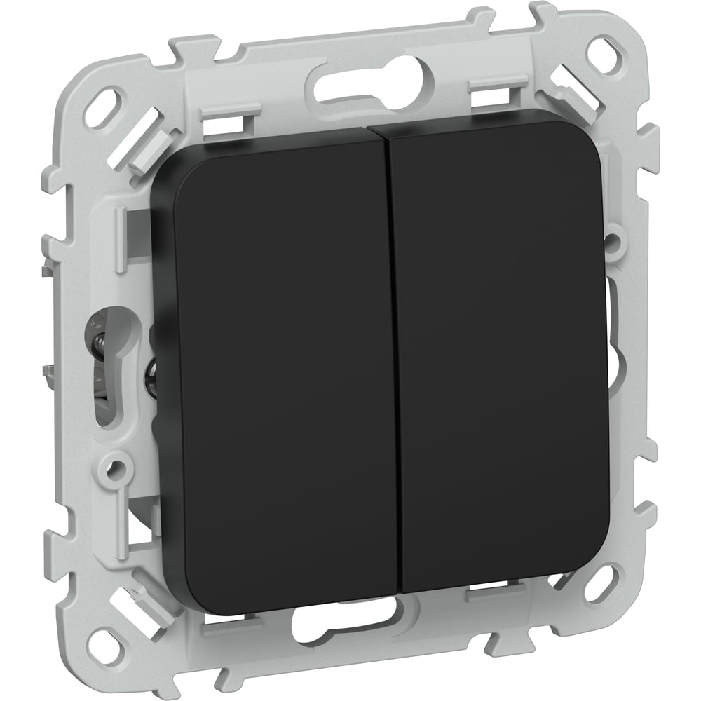 Изображение товара Выключатель IEK FLITE 2-клавишный, кнопочный, 10А ВС12-2-0-ФлЧ черный FI-V24-0-10-1-K02