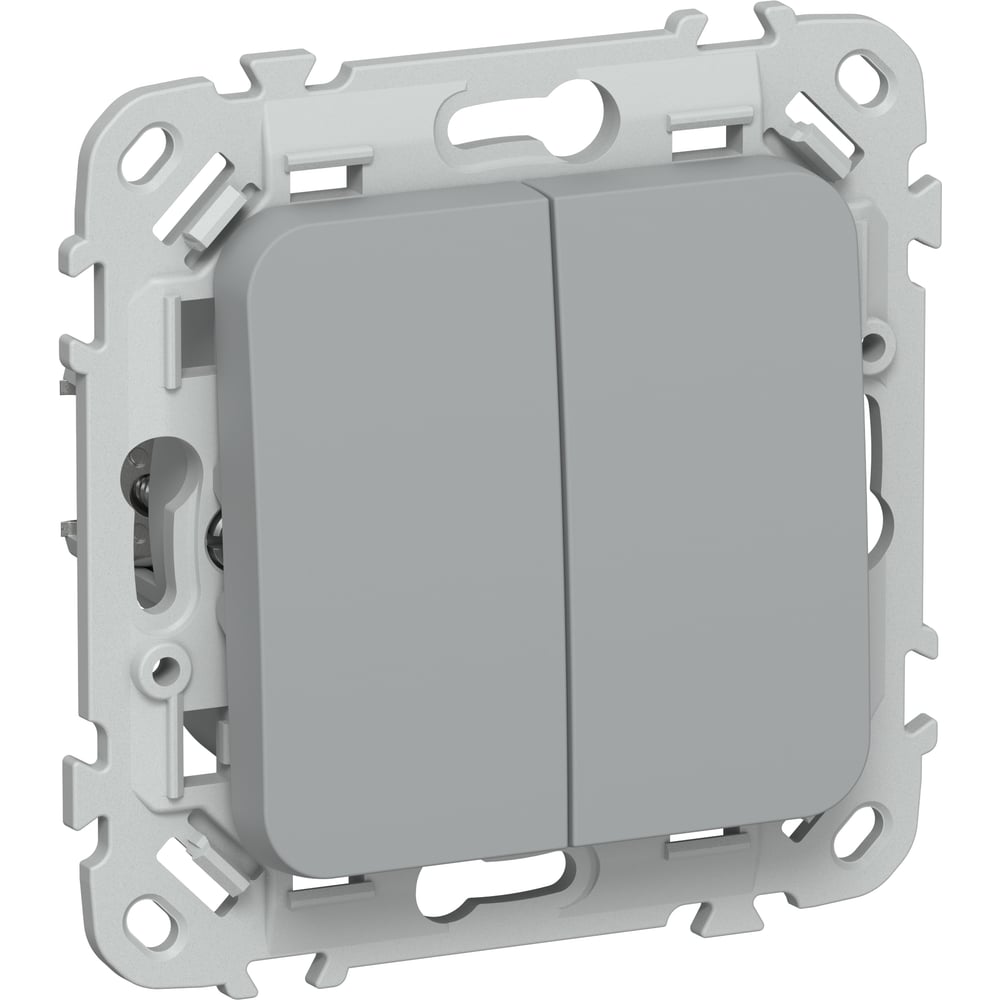 Выключатель IEK FLITE 2-клавишный, 10А ВС12-1-0-ФлС серый FI-V20-0-10-1-K03