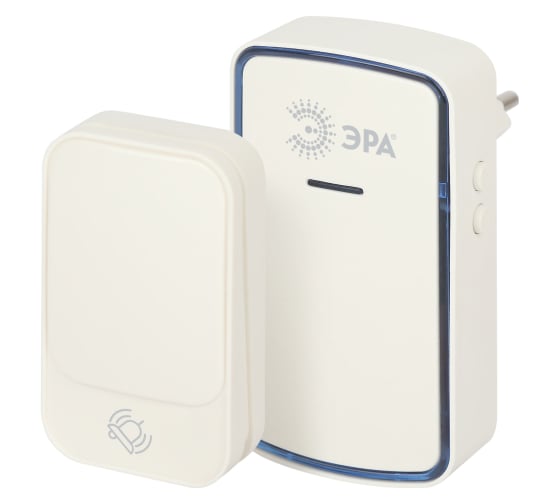 Изображение товара Звонок дверной ЭРА KINETIC C102 беспроводной LED подсветка от сети белый 38 мелодий Б0069999