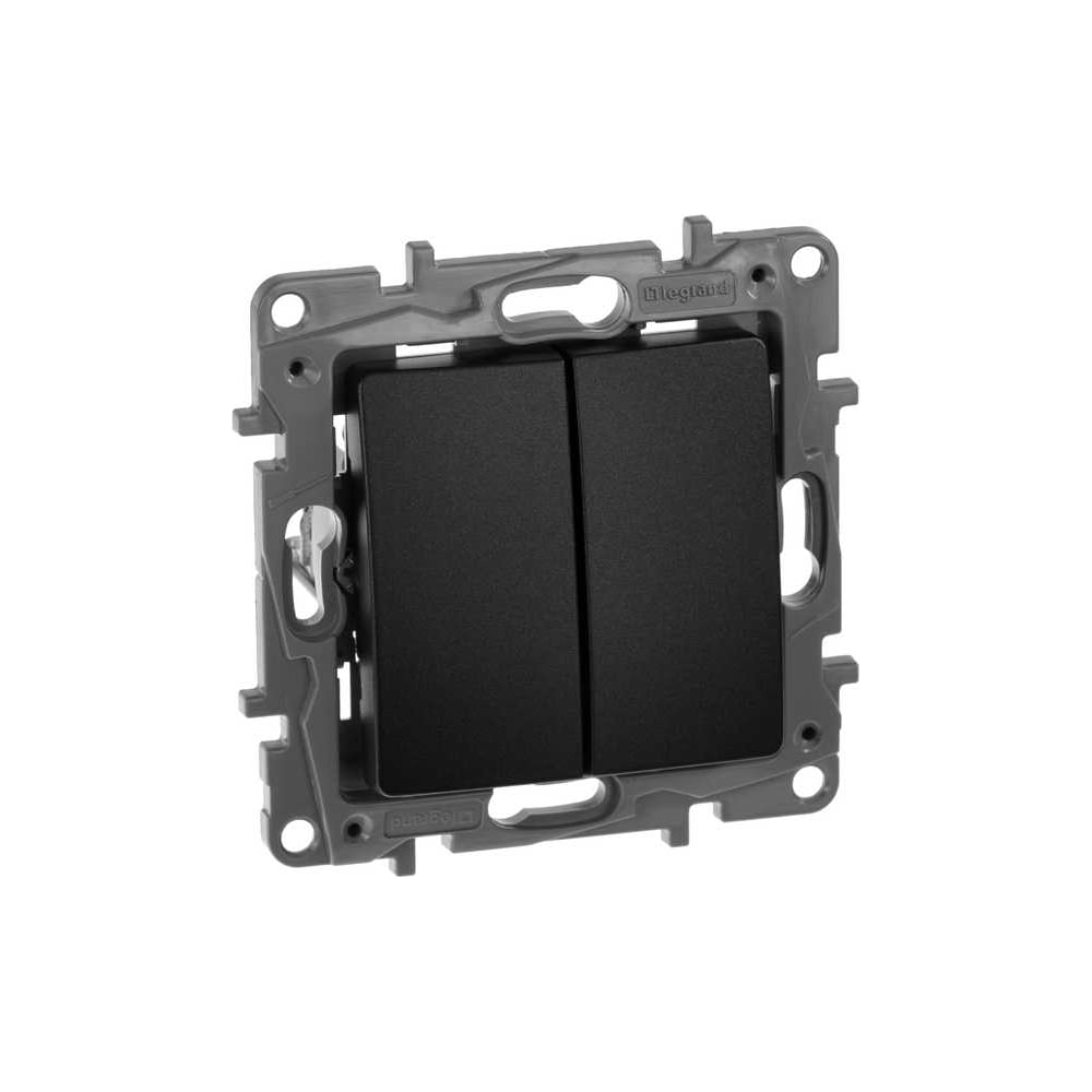 Изображение товара Выключатель IEK ETIKA 2-клавишный схема 5 для освещения антрацит