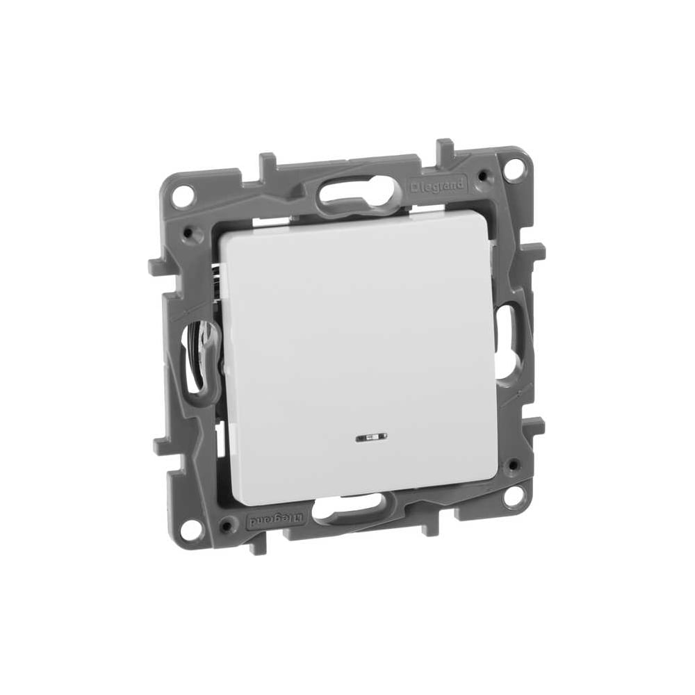 Изображение товара Переключатель IEK ETIKA 1-клавишный, с подсветкой/индикатором сх6L 10АХ б/к белый 672215