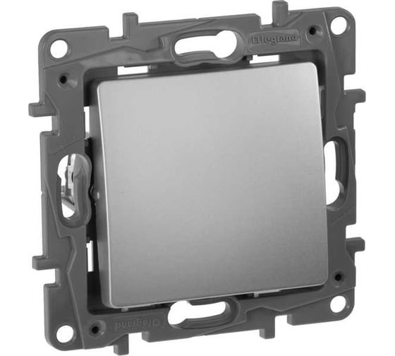 Изображение товара Переключатель IEK ETIKA 1-клавишный, самовозвратный, схема 6Р 6А б/к алюминий 672414