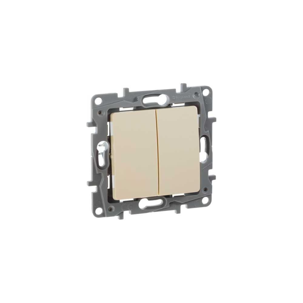 Изображение товара Переключатель IEK ETIKA 2-клавишный 10А слоновая кость проходной