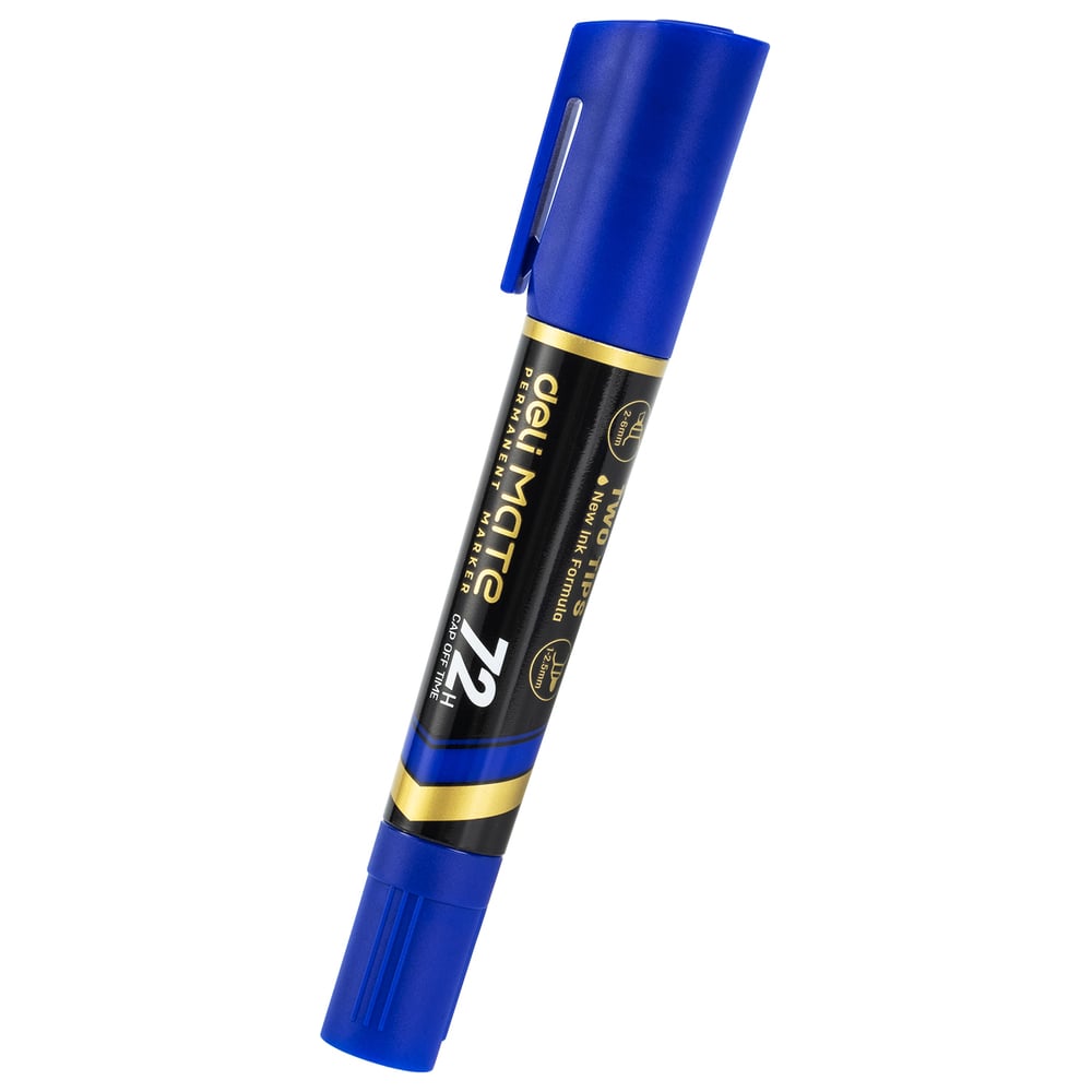 Изображение товара Перманентный двухсторонний маркер DELI Mate синий 10 шт