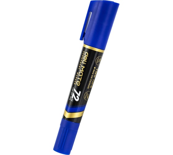 Изображение товара Маркер перманентный двухсторонний DELI Mate синий ( 10шт) EU72-BL