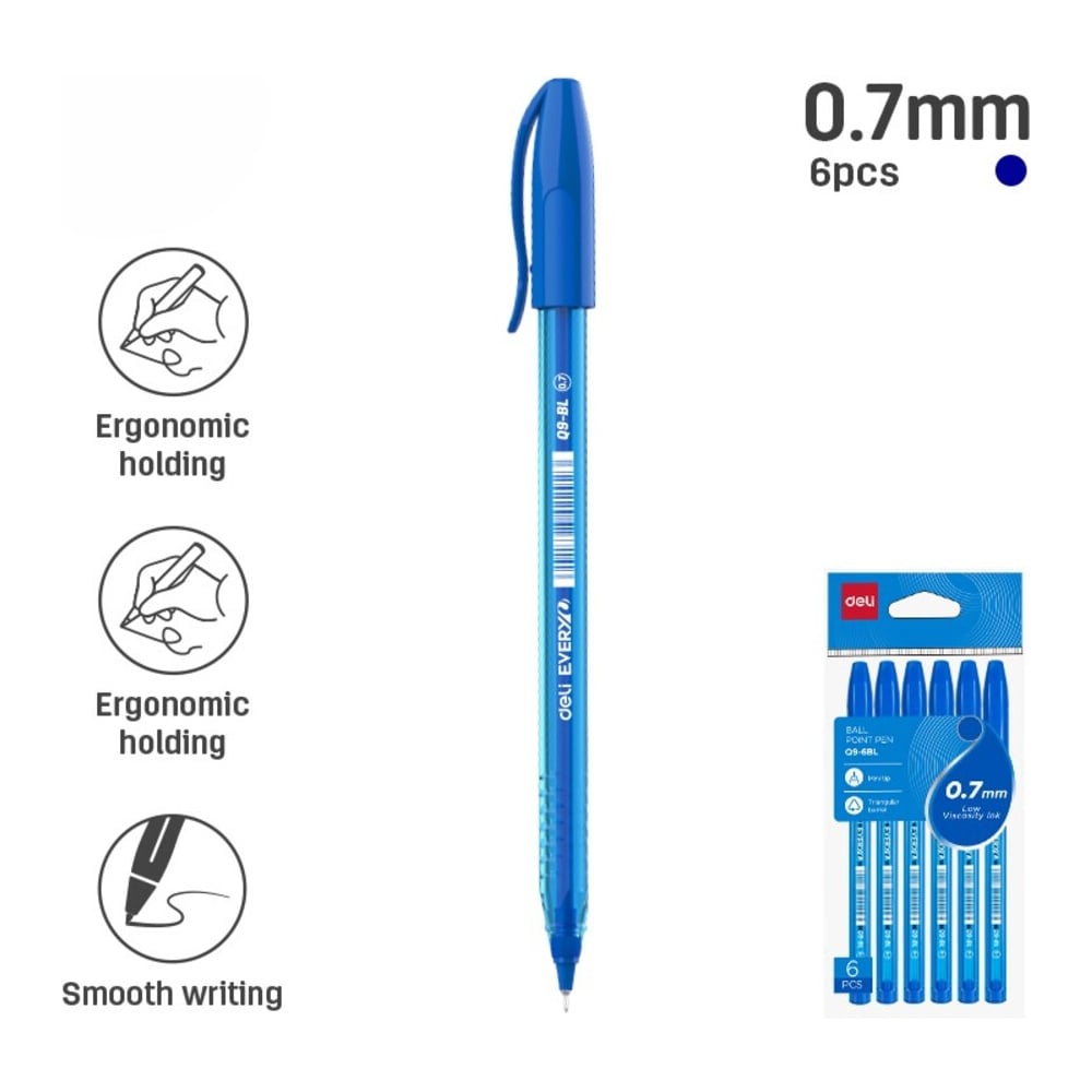 Изображение товара Набор шариковых ручек DELI EQ9-6BL 0,7 мм, 24 упаковки по 6 штук