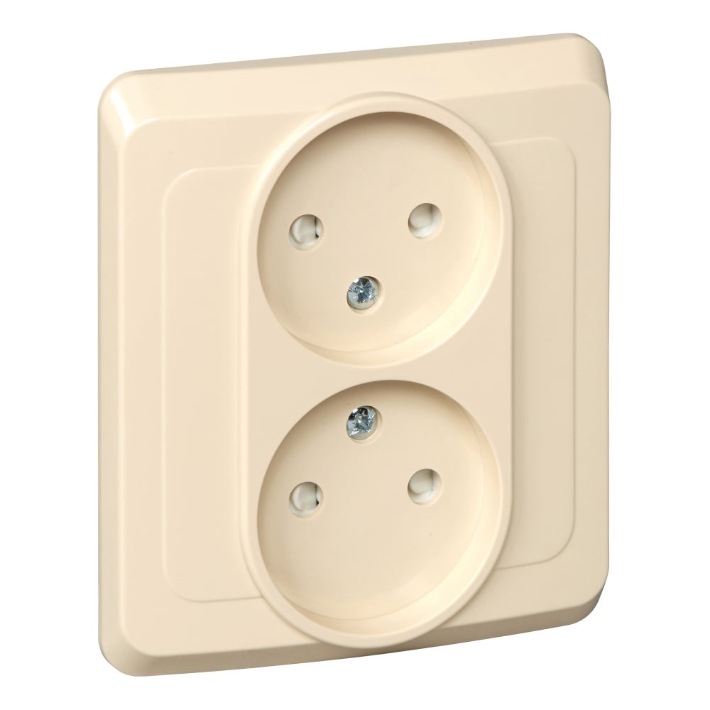 Изображение товара Розетка двойная Systeme Electric (Schneider Electric) Этюд СП, 16А, без заземления, защитные шторки, кремовый SchE PC16-006K