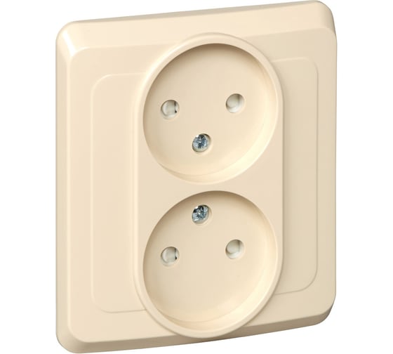 Изображение товара Розетка двойная Systeme Electric (Schneider Electric) Этюд СП, 16А, без заземления, защитные шторки, кремовый SchE PC16-006K