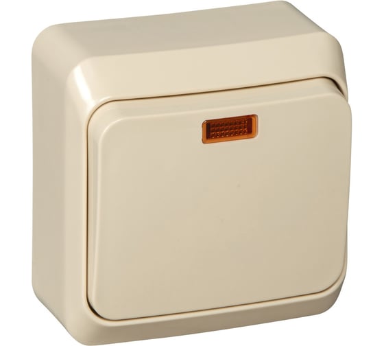 Изображение товара Переключатель Systeme Electric (Schneider Electric) Этюд 1-клавишный, ОП, 10А, с индикатором, кремовый SchE BA10-007K