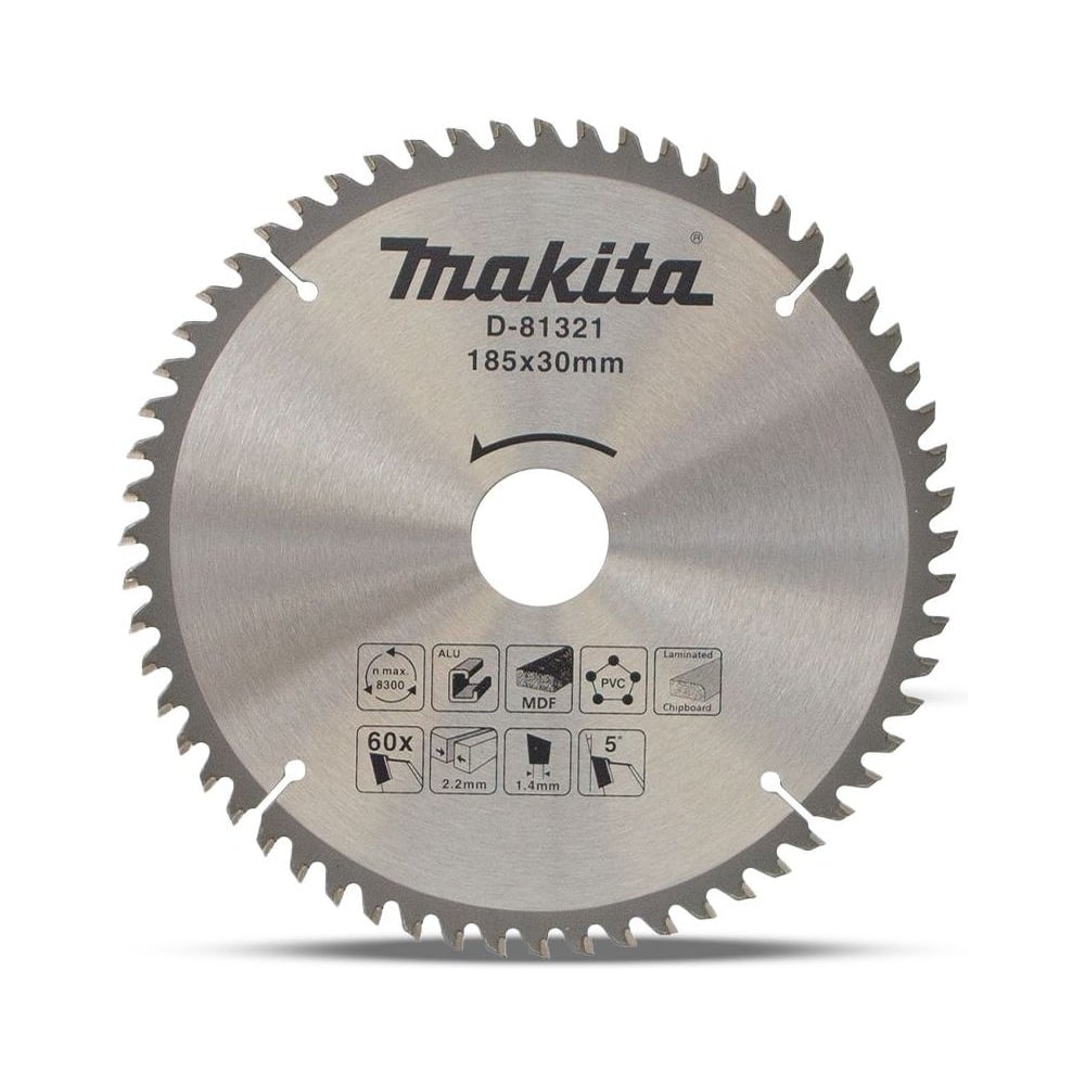 Изображение товара Пильный диск универсальный Makita 185mm 60 зубов для алюминия дерева пластика