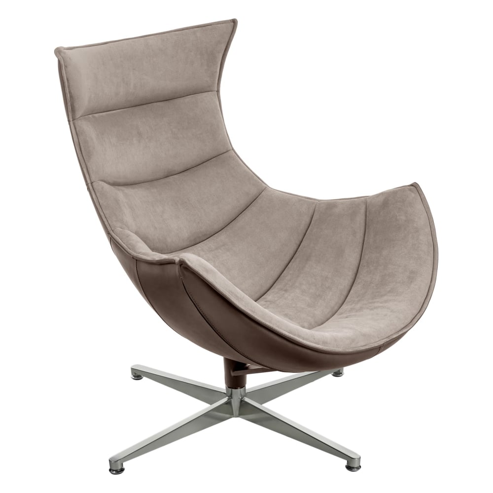 Кресло BRADEX LOBSTER CHAIR латте искусственная замша, коричневый прессованная кожа FR 1049