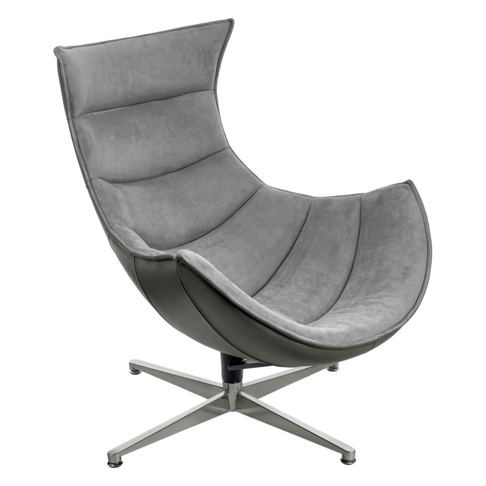 Кресло BRADEX LOBSTER CHAIR серый искусственная замша, серый прессованная кожа FR 1050