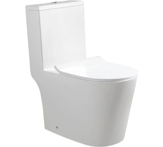 Изображение товара Напольный унитаз моноблок Santi Line безободковый, система смыва Tornado (сиденье микролифт) SL-5045