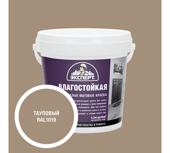 Изображение товара Влагостойкая краска ЭКСПЕРТ RAL 1019, 1.3х12 34781