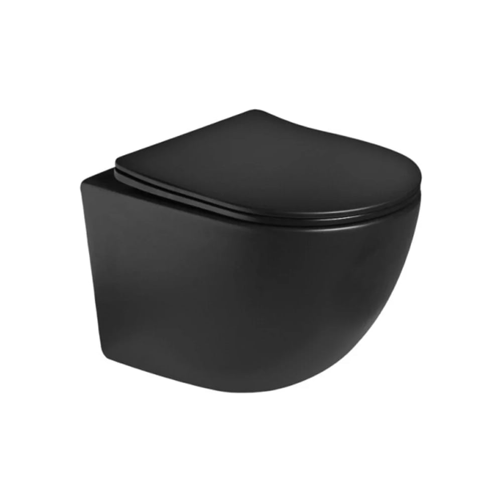 Изображение товара Подвесной унитаз Santi Line Tornado с биде и желтым смесителем в черном матовом цвете