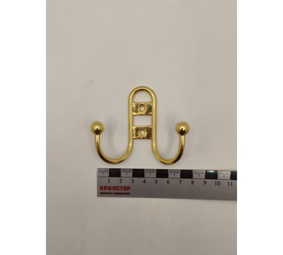 Изображение товара Крючок настенный Крепстор №1002 двойной фигурный, золото, Пакет 4 шт. 4665317041618