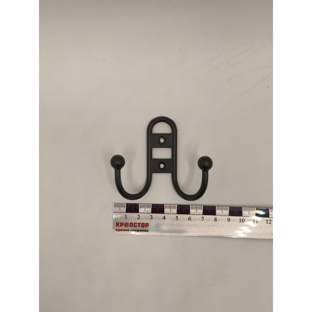 Изображение товара Крючок настенный Крепстор №1002 двойной фигурный, черный, Пакет 4 шт. 4665317041649