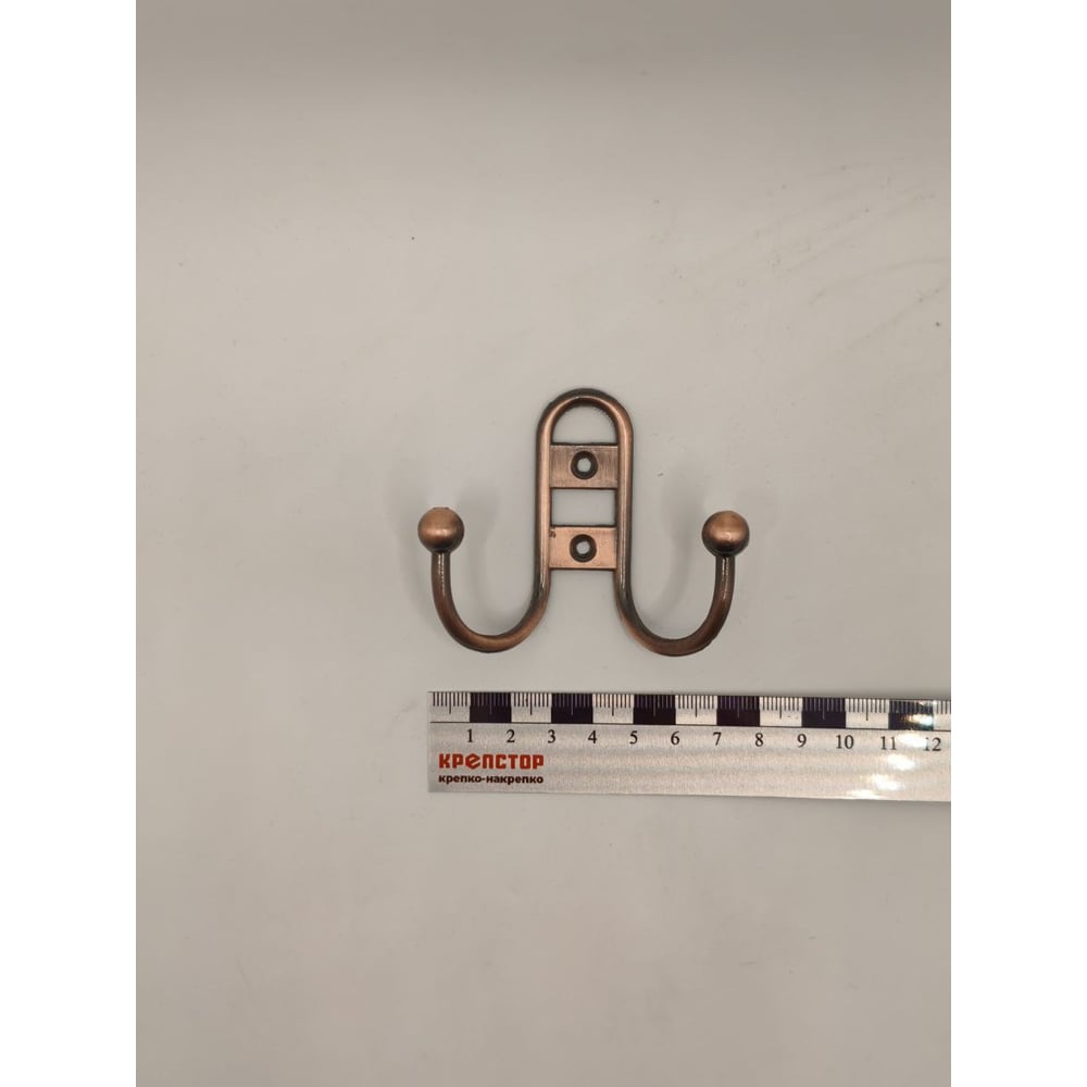 Изображение товара Крючок настенный Крепстор №1002 двойной фигурный, медь, Пакет 4 шт. 4665317041625