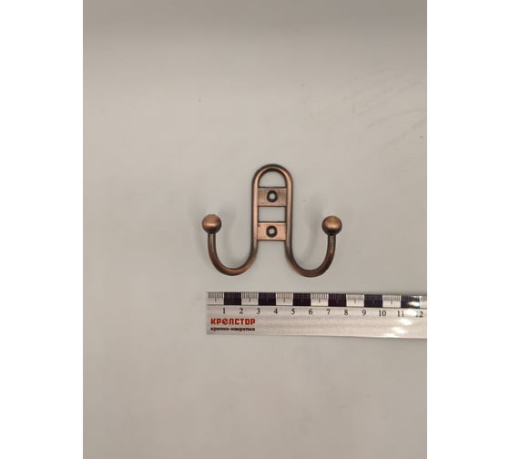 Изображение товара Крючок настенный Крепстор №1002 двойной фигурный, медь, Пакет 4 шт. 4665317041625