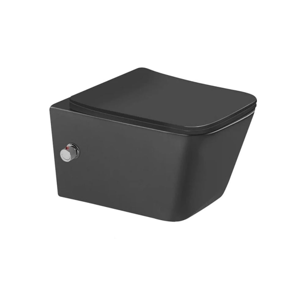 Изображение товара Подвесной унитаз Santi Line Tornado с встроенным биде и смесителем черный матовый