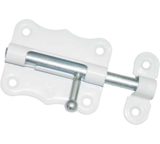 Изображение товара Шпингалет фигурный Крепстор ШФ-50 мм, белый с цинком, Пакет 4 шт. 4665317044015