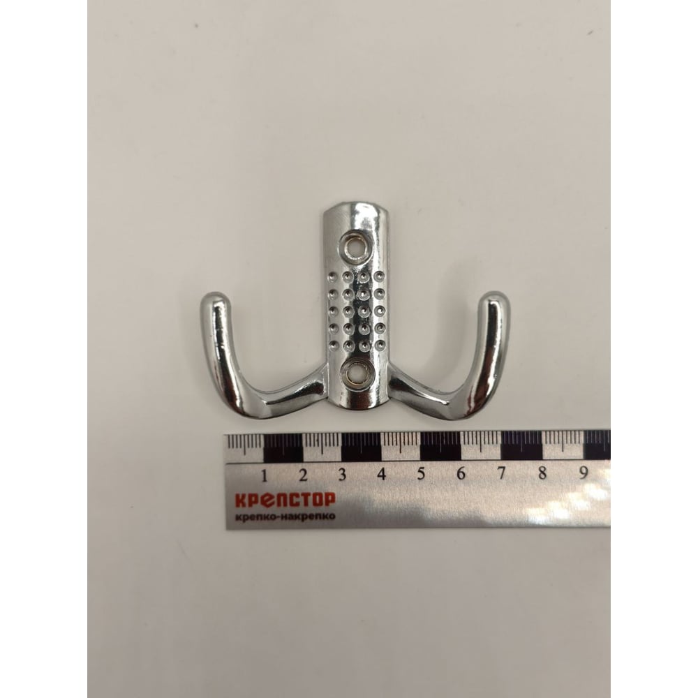 Изображение товара Крючок настенный Крепстор №1038 двойной усиленный, хром, Пакет 4 шт. 4665317041779