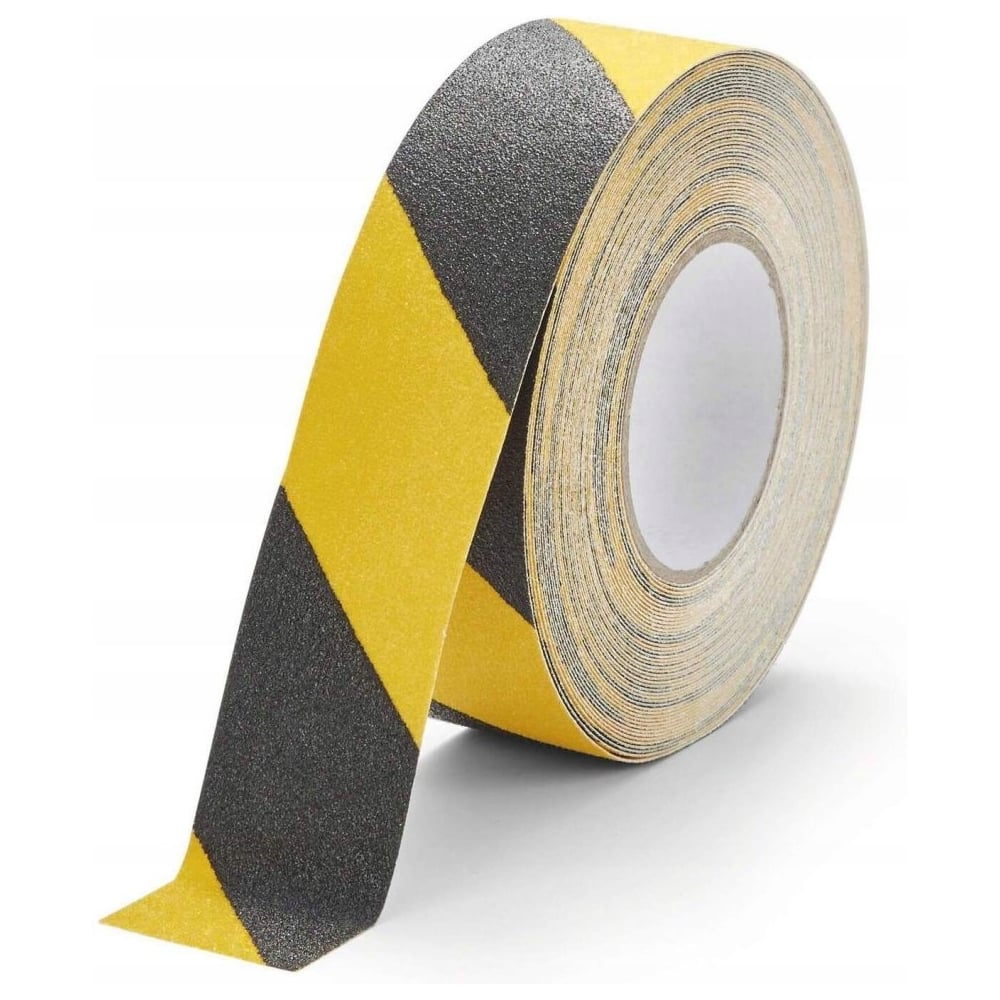 Изображение товара Противоскользящая лента ЗАО МОНА желто-черная 50ммх18м зерно Р60