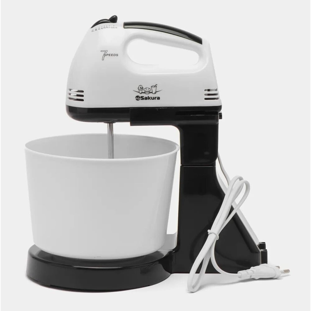 Изображение товара Миксер электрический SAKURA с чашей SA-6313CBK 250Вт, 7 скоростей РТ-00045282
