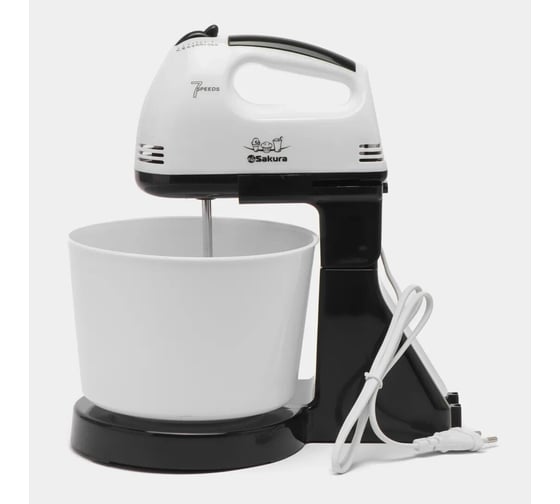 Изображение товара Миксер электрический SAKURA с чашей SA-6313CBK 250Вт, 7 скоростей РТ-00045282