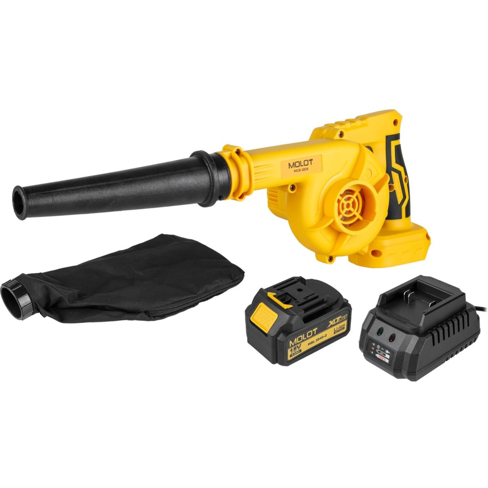 Изображение товара Аккумуляторная воздуходувка MOLOT MCB 1816 XLT Lite с функциями всасывания и регулировкой скорости