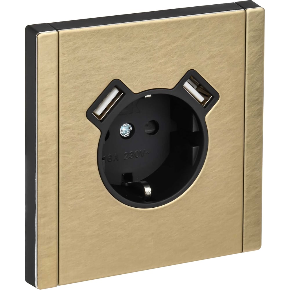 Изображение товара Розетка IEK FORTE&PIANO с заземлением и USB 3,1А шампань, встраиваемая, IP20