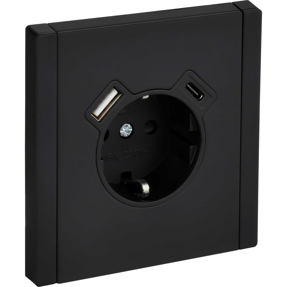 Изображение товара Розетка IEK FORTE&PIANO с заземлением и USB, IP20, винты, черный
