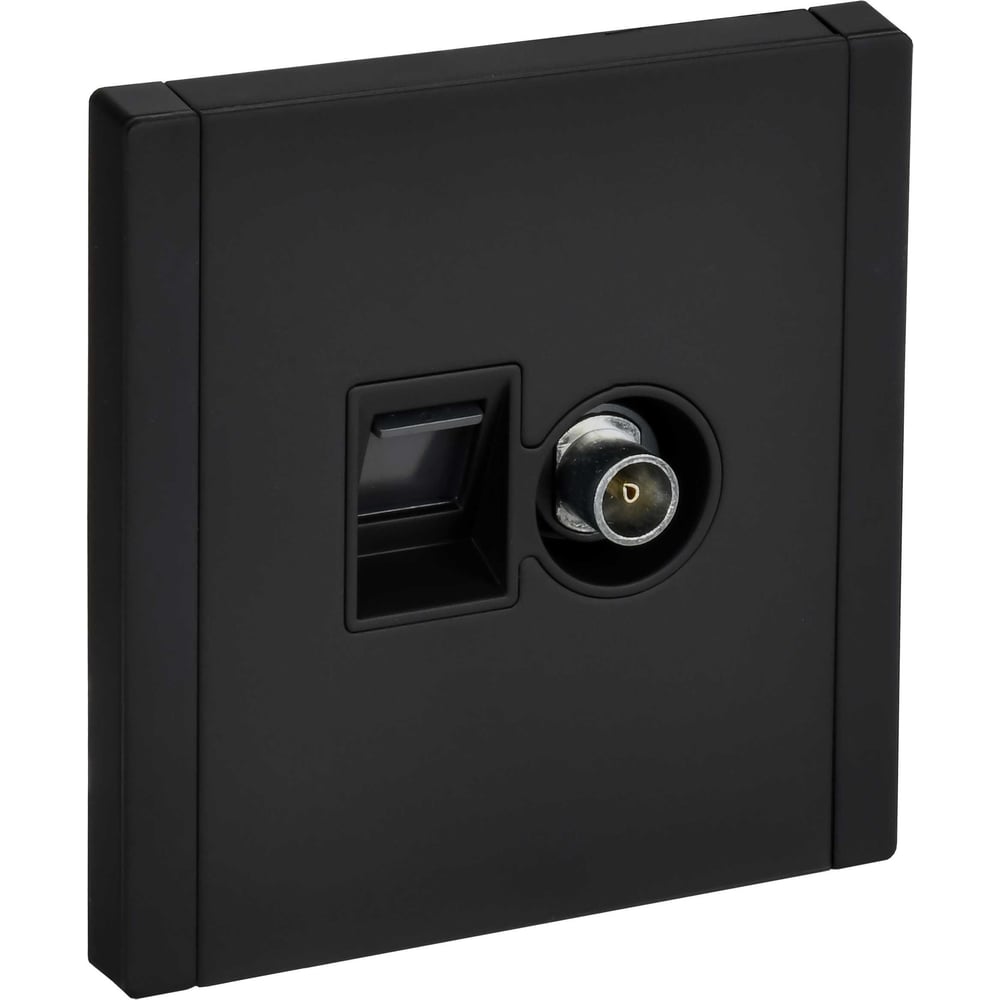 Изображение товара Розетка двойная IEK FORTE&PIANO TV+RJ45 кат.5E FP136M черный FP-AK20-1-M-K02