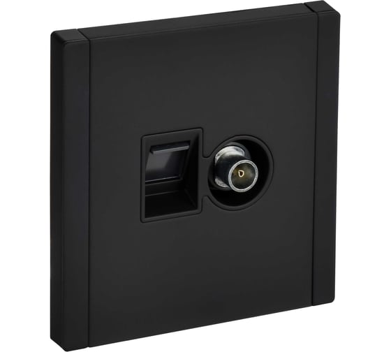 Изображение товара Розетка двойная IEK FORTE&PIANO TV+RJ45 кат.5E FP136M черный FP-AK20-1-M-K02