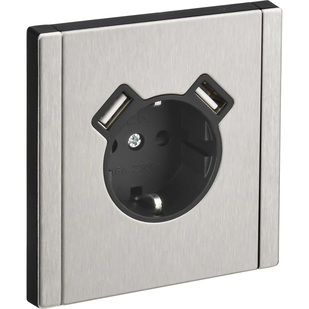 Изображение товара Розетка IEK FORTE&PIANO с заземлением USB 16А IP20 никель