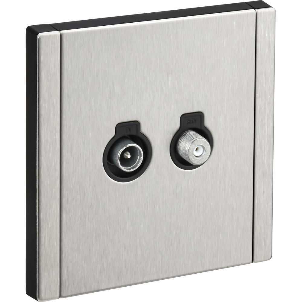 Изображение товара Розетка двойная IEK FORTE&PIANO TV+SAT FP738M никель встроенная