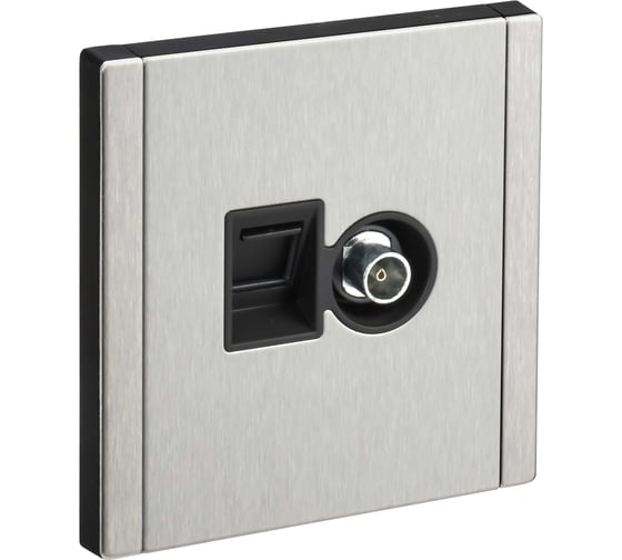 Изображение товара Розетка двойная IEK FORTE&PIANO TV+RJ45 кат.6 FP737M никель FP-AK20-2-M-K50