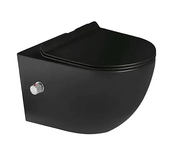 Изображение товара Унитаз подвесной Santi Line с встроенным смесителем и функцией биде (чёрный матовый SL-5002MB-BD