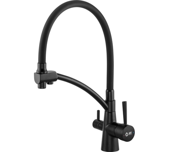 Изображение товара Смеситель для кухни AV Engineering (Lt) D35, серия LUX с краном для пит. воды черный ЦЗ-0438517632
