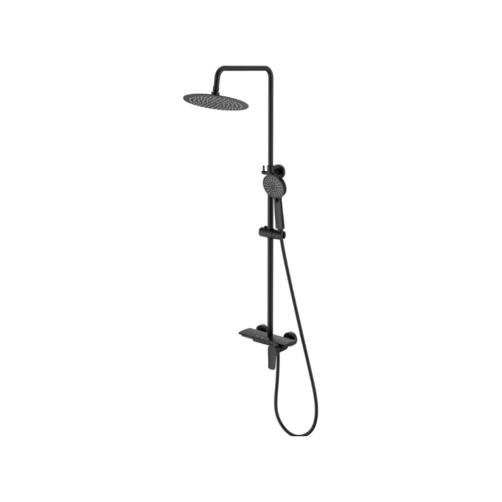 Изображение товара Душевая стойка Santi Line чёрная матовая с верхним душем 250 мм