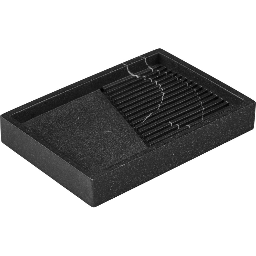 Изображение товара Мыльница PERFECTO LINEA ELEMENT MARBLE черная настольная с чашей