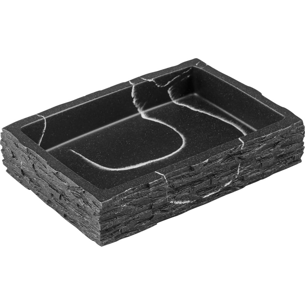 Изображение товара Мыльница PERFECTO LINEA STONEWAVE черная настольная пластиковая