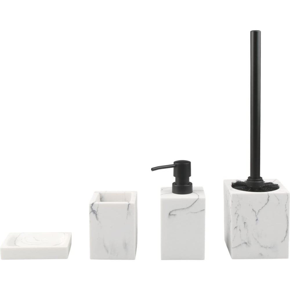 Изображение товара Набор аксессуаров для ванной комнаты PERFECTO LINEA 4 предмета, MARBLE, белый, ЦЗ-0021568896