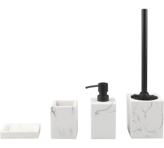 Изображение товара Набор аксессуаров для ванной комнаты PERFECTO LINEA 4 предмета, MARBLE, белый, ЦЗ-0021568896