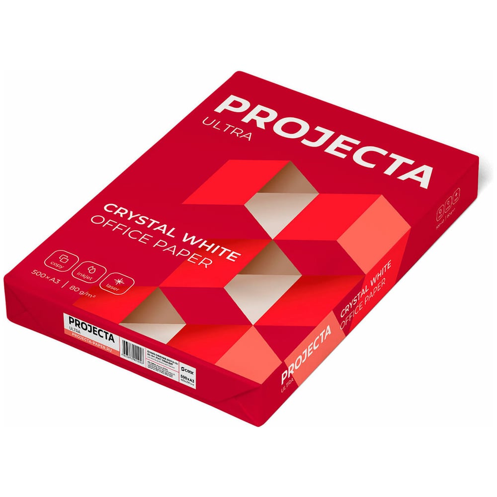 Изображение товара Бумага офисная Technoevolab 297x420, А3, Projecta 80г/м2, 500л, марка А 162проц.(CIE) 114749