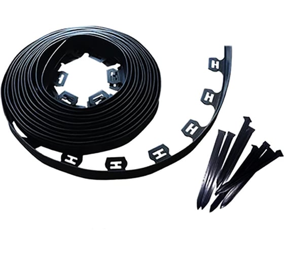 Изображение товара Бордюр садовый пластиковый АНМАКС КРОКУС черный длина 10 м Н55+30 якорей 6211