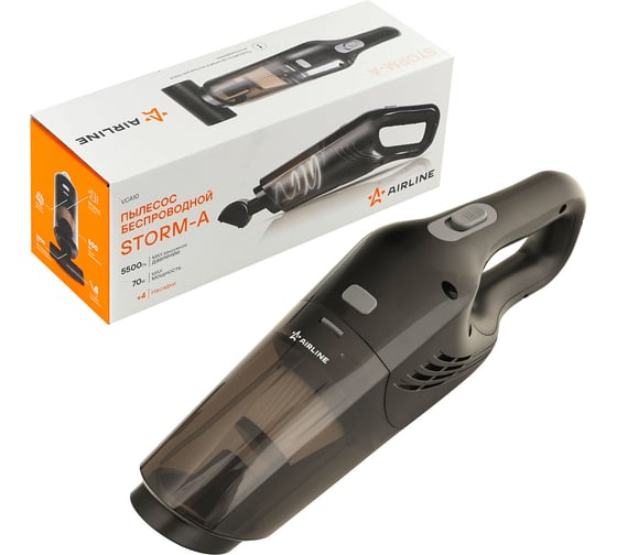 Изображение товара Пылесос аккумуляторный AIRLINE (беспроводной) STORM-A 5500PA в сумке (70W, 0.5л, 2000 mAh) VCA10