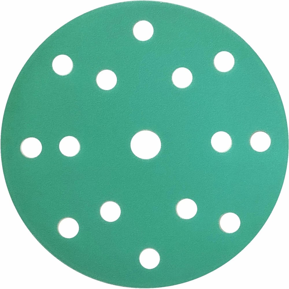 Изображение товара Шлифовальный круг Long Abrasive AF77 Green 150мм на липучке, Р240, 15отв D771502415-100
